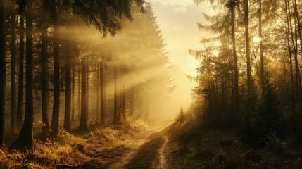 Wall Mural - sunrise in the forest