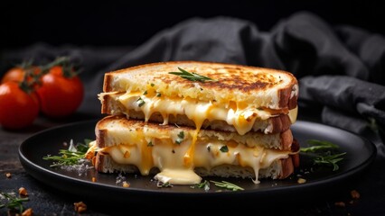 Delicious cheese toast. Slices of fried bread with deliciously dripping cheese.