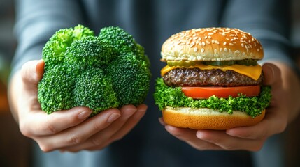 Broccoli vs Cheeseburger in a Healthy Eating Comparison