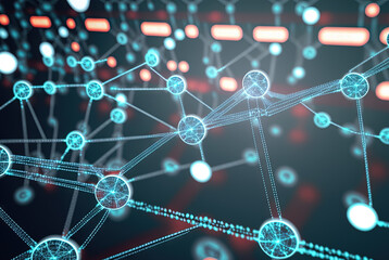 Wall Mural - abstract connection concept with complex technology structure of connected data