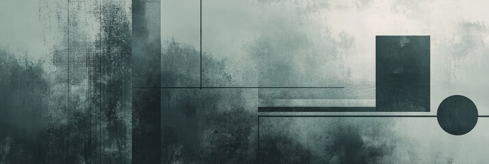 Wall Mural - Exploring retro minimalism through abstract geometric designs with film noise effects