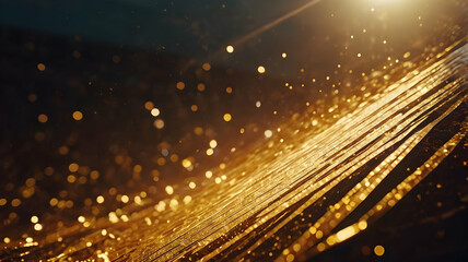 Canvas Print - golden sparkle: a mesmerizing abstract backdrop of golden light streaks and shimmering particles evo