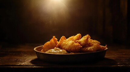 Poster - Golden Fried Chicken Tenders with Creamy Sauce