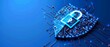 © ai tekno koncept - digital Shield with padlock icon formed from intricate circuit board patterns, cybersecurity data protection systems, intelligent advanced threat detection, safeguard sensitive information.