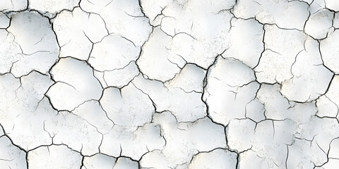 Seamless broken cracks background texture. Tileable stained peeling paint craquelure crackle pattern transparent grunge overlay. Barren drought concept wallpaper or dry desert backdrop. 3D rendering.