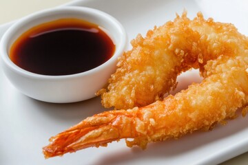 Canvas Print - Crispy Tempura Shrimp with Soy Sauce