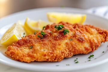 Poster - Crispy Fried Fish with Lemon Slices