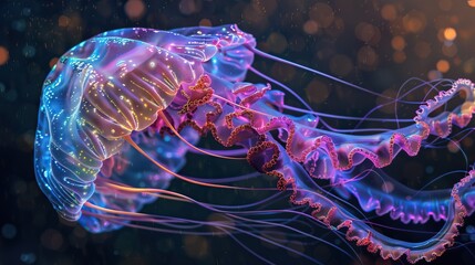 Canvas Print - Vibrant Jellyfish in the Deep