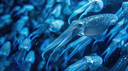 Canvas Print - Blue Octopus Underwater