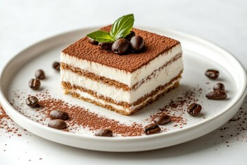 Sticker - Delicious Tiramisu Dessert with Coffee Beans and Cocoa Powder