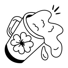 Sticker - Hand drawn icon of shamrock drink spill 