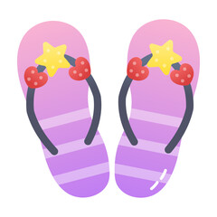 Poster - A flat style icon of beach slippers  