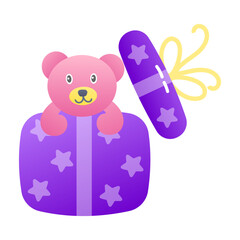 Sticker - A flat style icon of teddy gift 