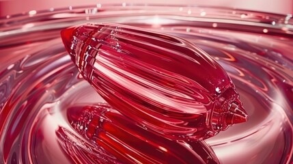 Wall Mural - Abstract Red Glass Sculpture on Shiny Surface