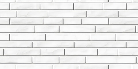 Wall Mural - Seamless smooth subtle white embossed plastic, ceramic, porcelain or marble brick wall background texture. Abstract elegant geometric grayscale displacement, bump or height map. 3D rendering.