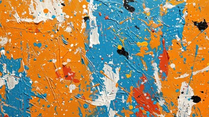 Wall Mural - Abstract Blue and Orange Splashes of Paint