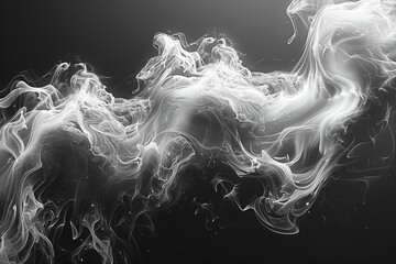 An abstract background with swirling smoke patterns in black and white, creating a sense of fluid motion 