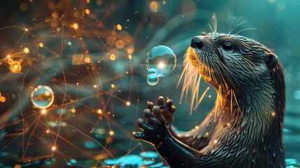 Canvas Print - Otter in a Mystical Setting