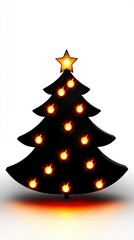 Canvas Print - Black Christmas Tree Silhouette with Lights