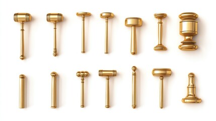 Golden Gavel Collection: A Variety of Judges' Hammers