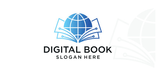 Book technology logo, Digital book logo design, online learning logo, digital book logo icon