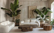 © AZ Studio - Modern interior design with prehistoric plants in a cozy living room setting