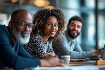 You guys have got this. Cropped shot of three corporate businesspeople having a meeting at a desk in their office, Generative AI