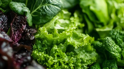 A close-up of a vibrant green salad with fresh, homegrown vegetables