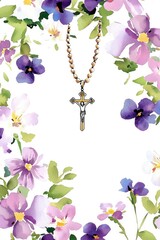 Floral Frame with Cross Pendant