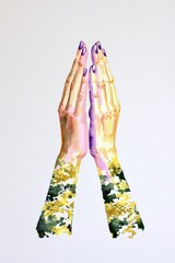 Praying Hands with Abstract Pattern