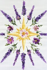 Wall Mural - Lavender Floral Pattern with Starburst