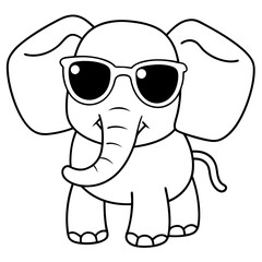 Wall Mural - Charming Elephant Rocking Sunglasses - Vector Art