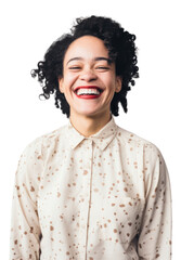 Canvas Print - PNG Woman laughing standing smiling.