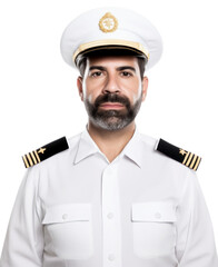 Canvas Print - PNG Latin man wearing white ship captain uniform portrait adult white background.