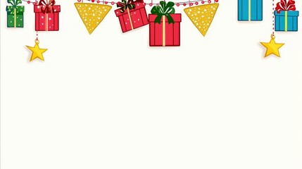 Poster - Festive Christmas Garland with Presents and Stars