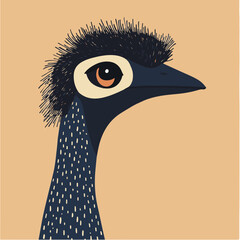 Poster - Stylized Emu Portrait with Bold Colors and Textures