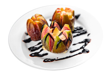 baked figs fruit with cheese fresh meal food snack on the table copy space food background rustic top view 