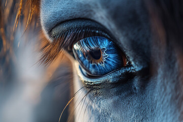 Close-up view of a horse's eye with noticeable lashes