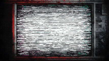 Vintage TV static signal transmission error transparent overlay vignette border. VHS glitch effect background. Retro 80s distressed analog scanlines video pixel noise damage grunge texture. 8k 16:9.