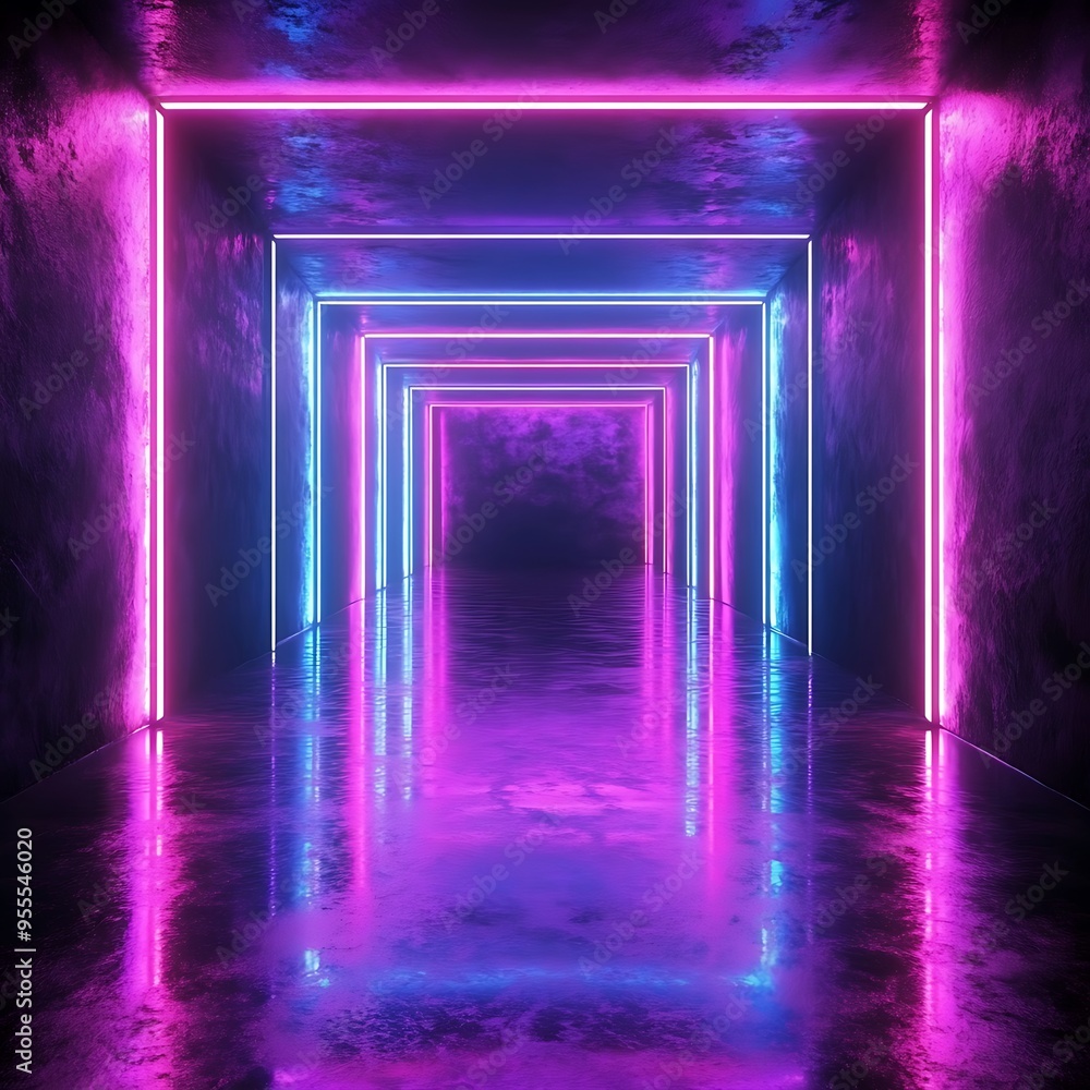 3d technology abstract neon light background, empty space scene ...