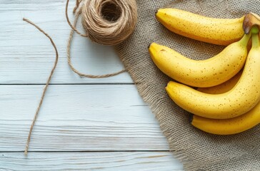 Wall Mural - Fresh Yellow Bananas on Rustic Background