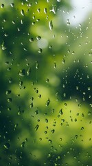 Water Drops, Rain, Dew on Green Background, Abstract Image, Texture, Pattern, Wallpaper, Cover and Screen of Smartphone, PC, Laptop, 9:16 and 16:9 Format