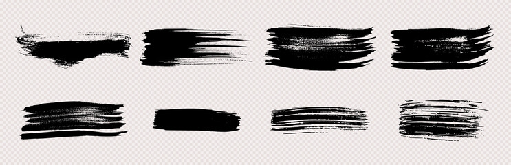 Canvas Print - Set of black hand drawn brush strokes