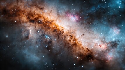 a breathtaking view of a galaxy, showcasing the colorful, swirling mass of stars and interstellar ma