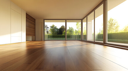 Wall Mural - Modern empty room with parquet floor