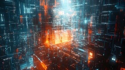 Wall Mural - futuristic holographic interface for web development visualization and prototyping
