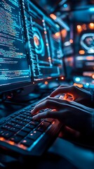 Wall Mural - immersive workspace of a tech savvy programmer crafting digital solutions