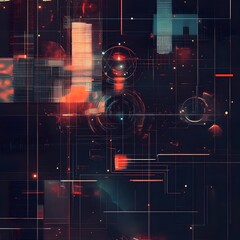 Wall Mural - sleek geometric grid of futuristic data network visualization with prismatic holographic interface