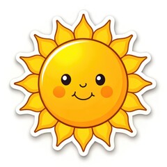 Wall Mural - Cheerful cartoon sun sticker template with bright colors and cute design. Generative AI