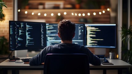 Wall Mural - skilled full stack engineer immersed in cloud based systems expertise